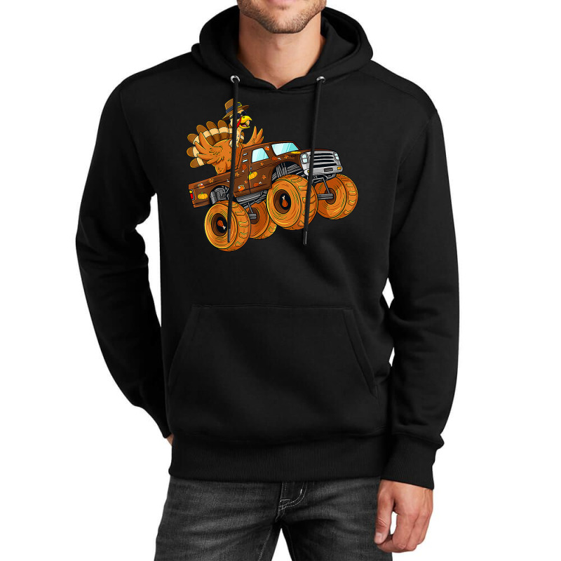 Thanksgiving Turkey Riding Monster Truck Boys Kids Unisex Hoodie | Artistshot