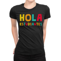 Maestra Bilingual Regalos Spanish Teacher Hola Estudiantes Long Sleeve Ladies Fitted T-shirt | Artistshot