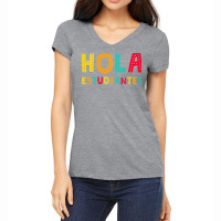 Maestra Bilingual Regalos Spanish Teacher Hola Estudiantes Long Sleeve Women's V-neck T-shirt | Artistshot