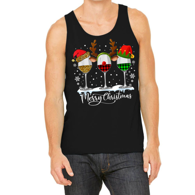 Three Glasses Of Wine Buffalo Plaid Red Leopard Funny Xmas Tank Top | Artistshot