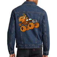 Thanksgiving Turkey Riding Monster Truck Boys Kids Men Denim Jacket | Artistshot