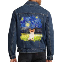 Starry Night Impressionist   Dog Art Chihuahua Men Denim Jacket | Artistshot