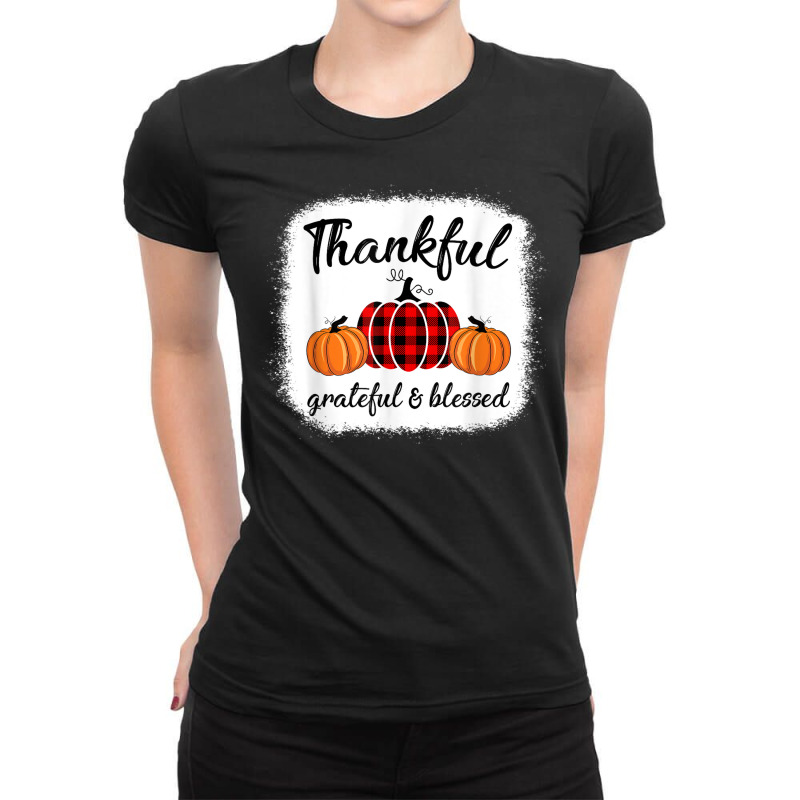 Vintage Plaid Pumpkin Fall Season Thanksgiving Autumn Lover Ladies Fitted T-Shirt by Skunk | Artistshot