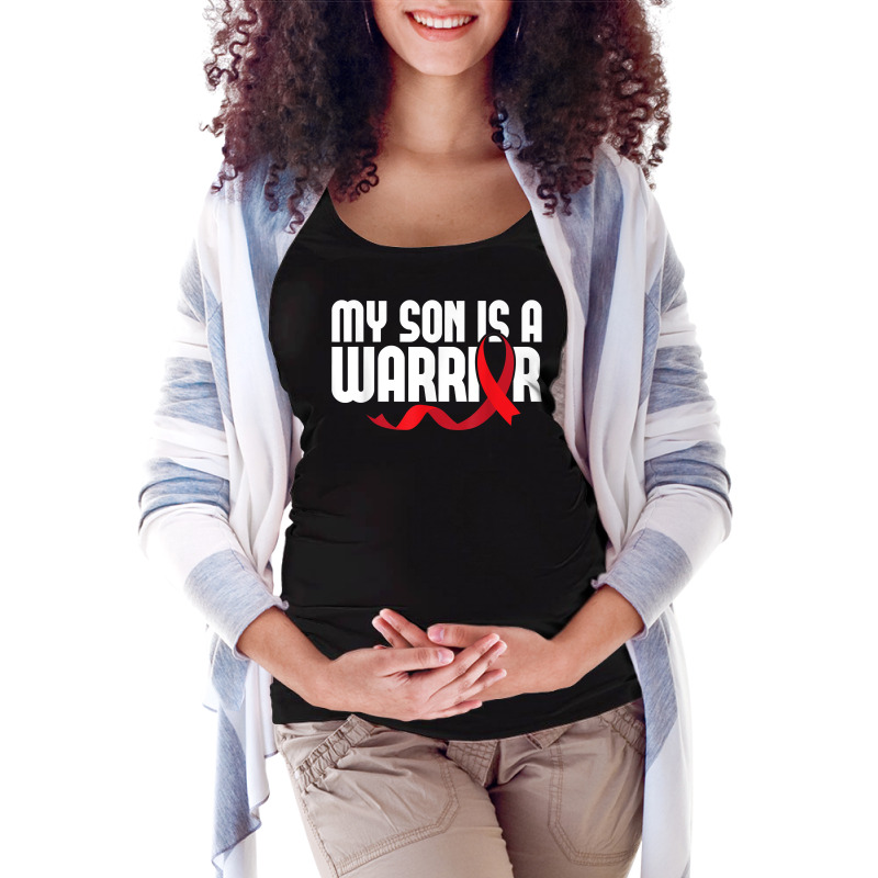 My Son Is A Warrior Sickle Cell Anemia Awareness Red Ribbon T Shirt Maternity Scoop Neck T-shirt by qubujasaelae | Artistshot