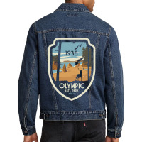 Washington Olympic National Park Retro Vintage Design Gift Men Denim Jacket | Artistshot