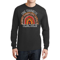 Teacher Thanksgiving Leopard Rainbow One Thankful Teacher Long Sleeve Shirts | Artistshot