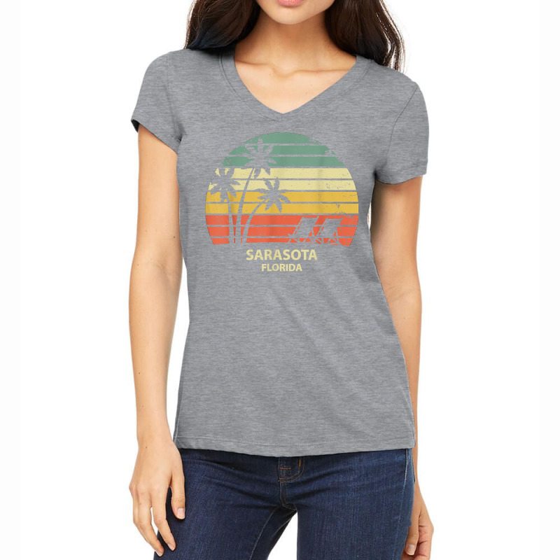 Vintage Florida Sarasota Beach T Shirt Cool Retro Tee Women's V-Neck T-Shirt by cm-arts | Artistshot