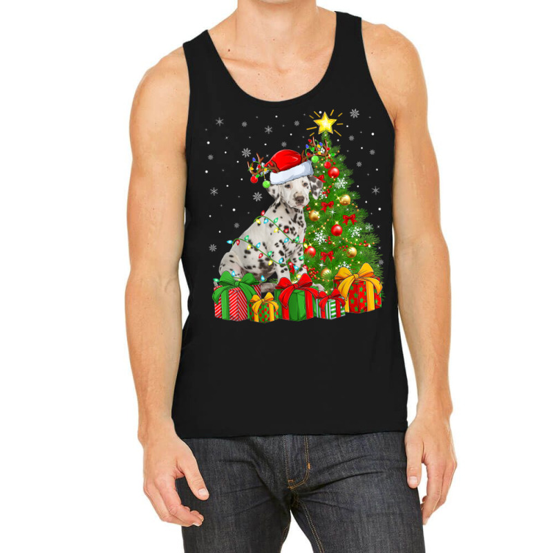 Xmas Holiday Lights Santa Dalmatian Dog Christmas Tree Tank Top | Artistshot