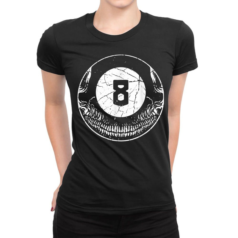 Billiard Pool Skull The Horror Eight Ball T Shirt Ladies Fitted T-Shirt by cm-arts | Artistshot