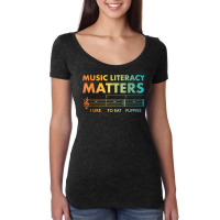 Music Literacy Matters Funny Joke Read Repeat Music Teachers T Shirt Women's Triblend Scoop T-shirt | Artistshot