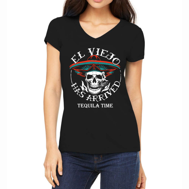 El Viejo Has Arrived Tequila Time Vintage Women's V-Neck T-Shirt by cm-arts | Artistshot