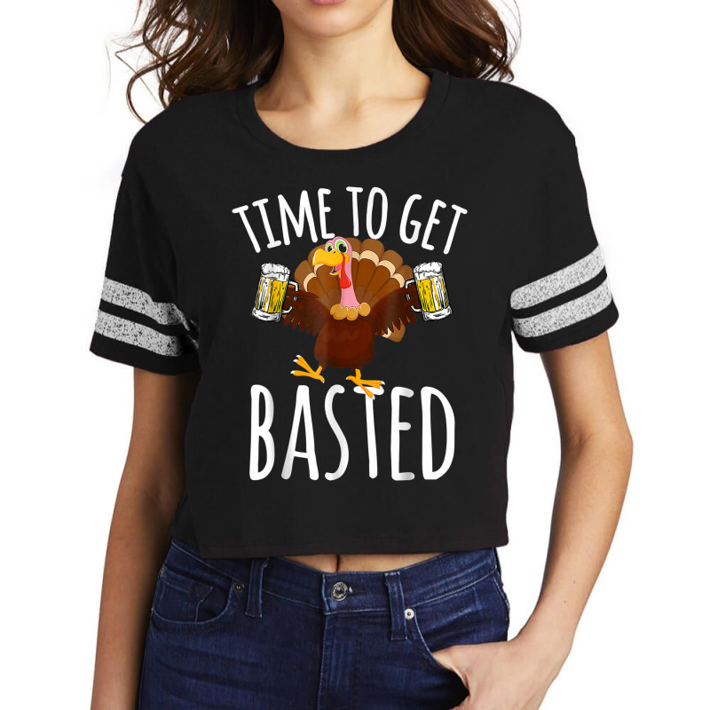 Time To Get Basted Funny Beer Thanksgiving Turkey Gift Scorecard Crop Tee by bambi | Artistshot