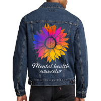 Sunflower Mental Health Counselor Appreciation Men Denim Jacket | Artistshot