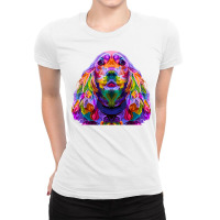 English Cocker Spaniel Pop Art Portrait Dog Owner T Shirt Ladies Fitted T-shirt | Artistshot