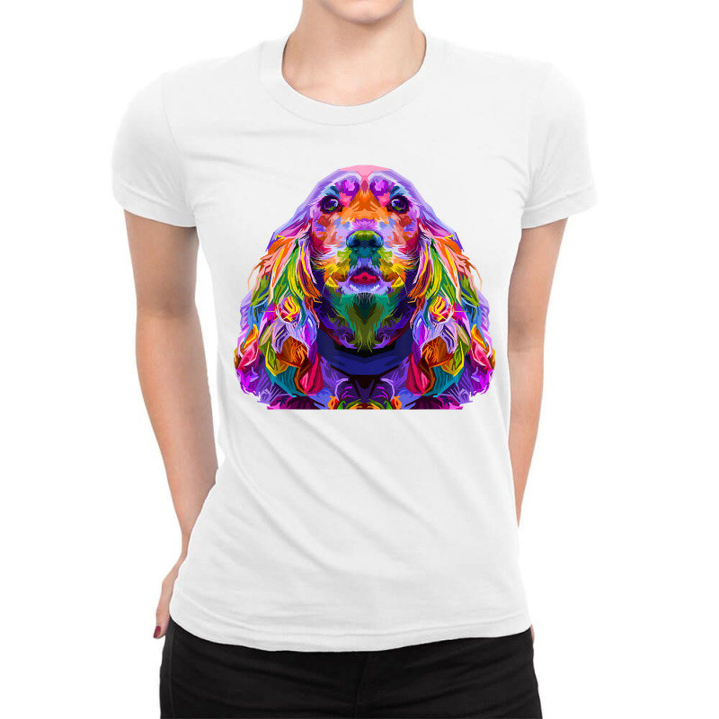 English Cocker Spaniel Pop Art Portrait Dog Owner T Shirt Ladies Fitted T-Shirt by cm-arts | Artistshot