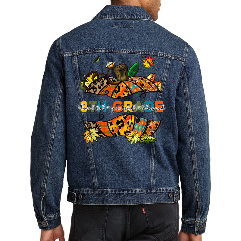 Halloween Teacher Funny 8th Grade Graphic Pumpkin Cute Retro Men Denim Jacket | Artistshot