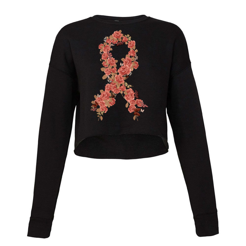 Peach Ribbon Uterine Endometrial Cancer Awareness Cropped Sweater by KellyStella | Artistshot