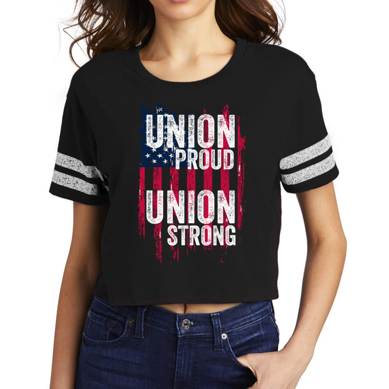 Union Proud Union Strong American Flag Iron Worker Hoodie Scorecard Crop Tee by cm-arts | Artistshot