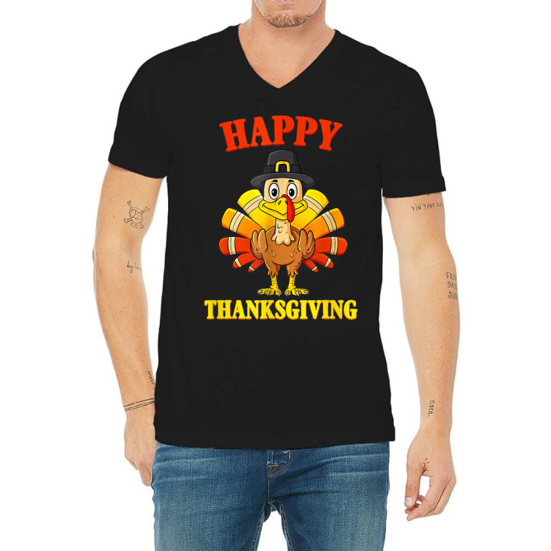 Happy Thanksgiving Turkey Day Fall Season Funny Cute Toddler V-neck Tee | Artistshot