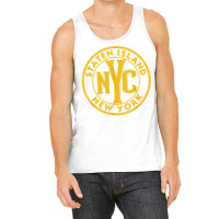 Staten Island New York Vintage Sign Distressed Amber Print T Shirt Tank Top | Artistshot