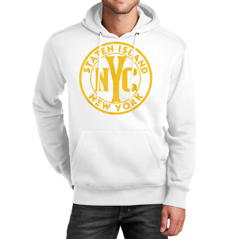 Staten Island New York Vintage Sign Distressed Amber Print T Shirt Unisex Hoodie by cm-arts | Artistshot