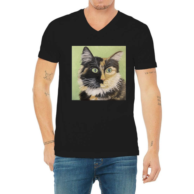 Tortoiseshell Cat Face V-Neck Tee by Crowley Tidwell | Artistshot