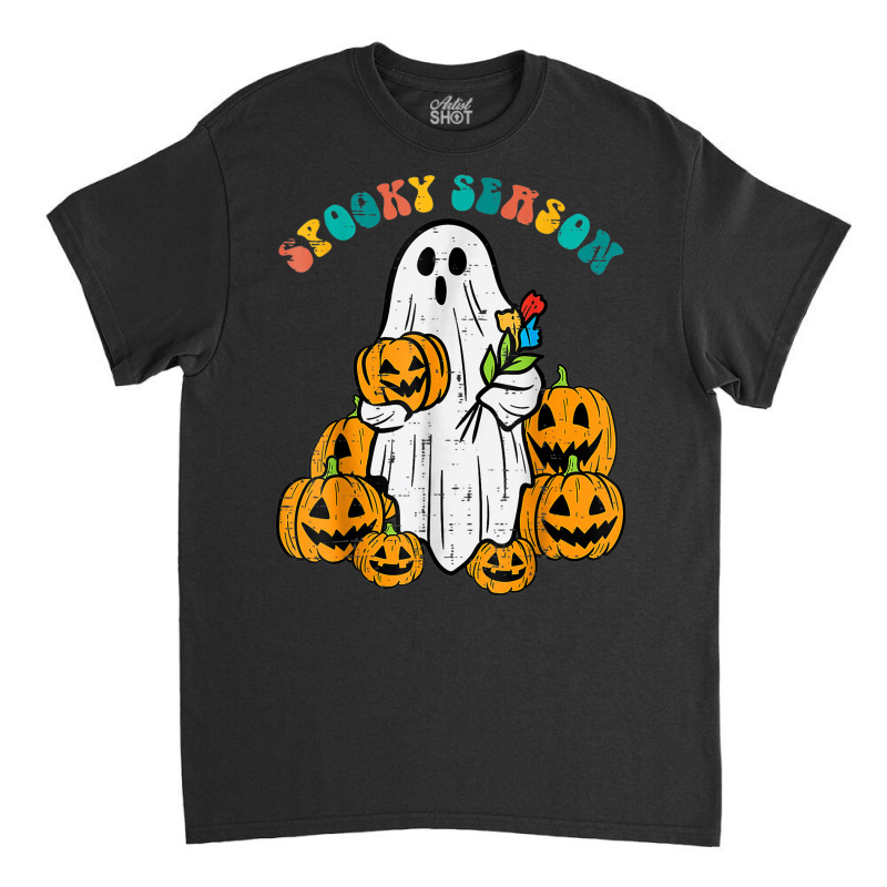 Ghost Pumpkins Spooky Season Retro Groovy Halloween Classic T-shirt by Snake | Artistshot