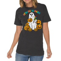 Ghost Pumpkins Spooky Season Retro Groovy Halloween Vintage T-shirt | Artistshot