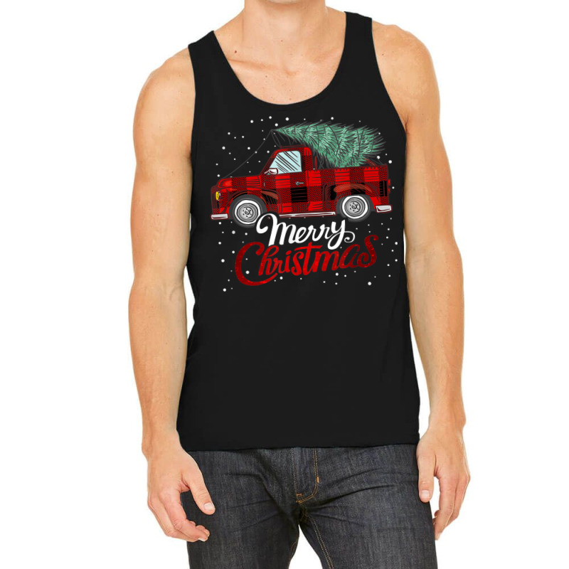 Merry Christmas Buffalo Truck Tree Red Plaid Xmas Holiday Tank Top | Artistshot