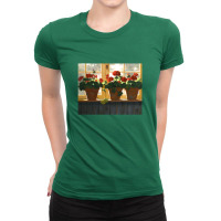 Red Geraniums Basking Ladies Fitted T-shirt | Artistshot