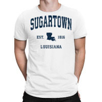 Sugartown Louisiana La Vintage Athletic Navy Sports Design T Shirt T-shirt | Artistshot