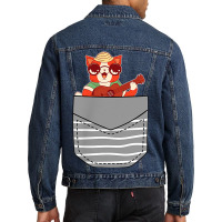 Cat Music Instrument Ukulele In Pocket Men Denim Jacket | Artistshot