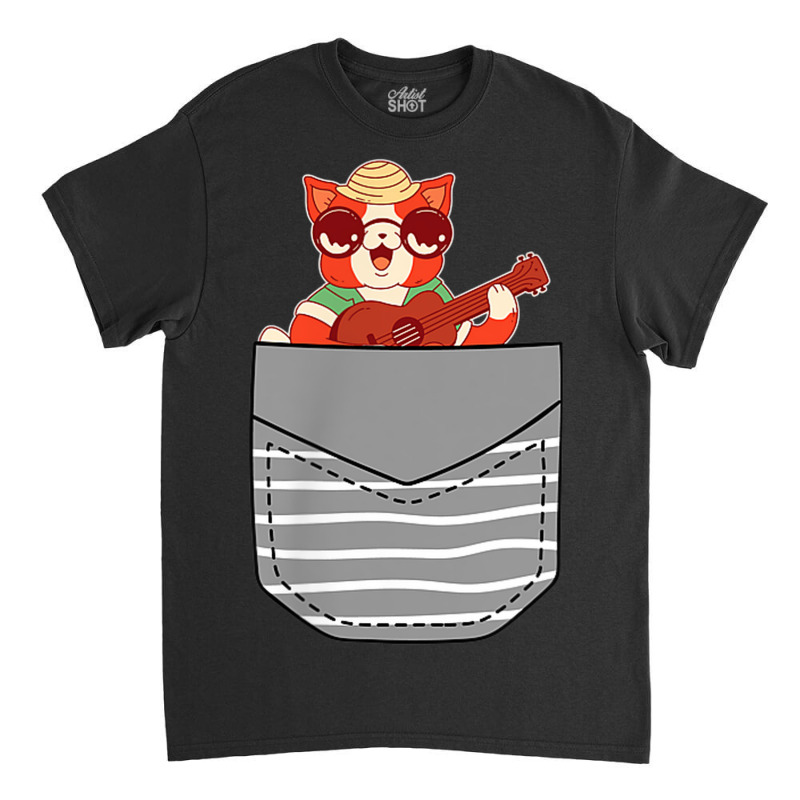 Cat Music Instrument Ukulele In Pocket Classic T-shirt by Lion | Artistshot