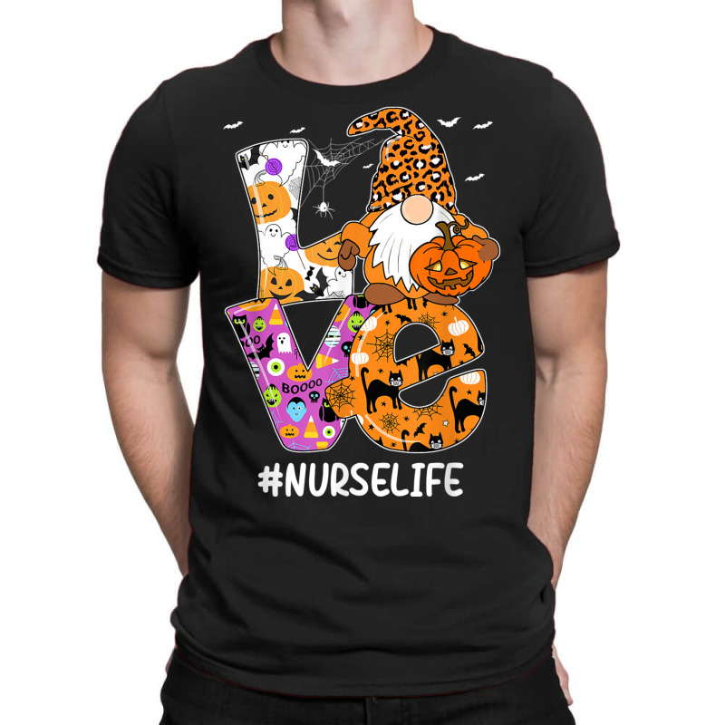 Love Nurse Life Halloween Gnome Pumpkin Nurse Spooky Season T-Shirt by Skunk | Artistshot