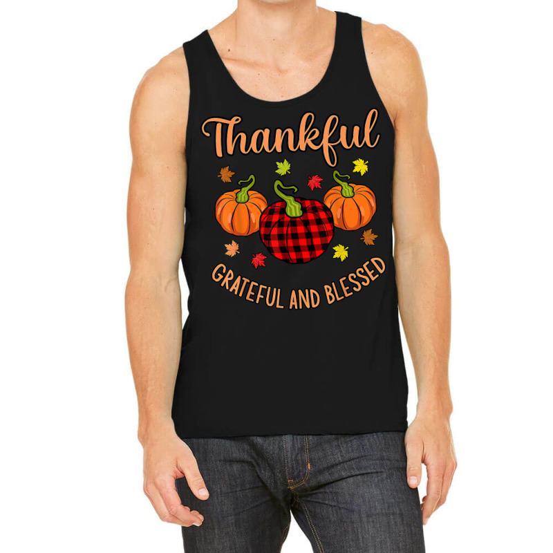 Thankful Grateful Blessed Turkey Thanksgiving Family Graphic Tank Top | Artistshot