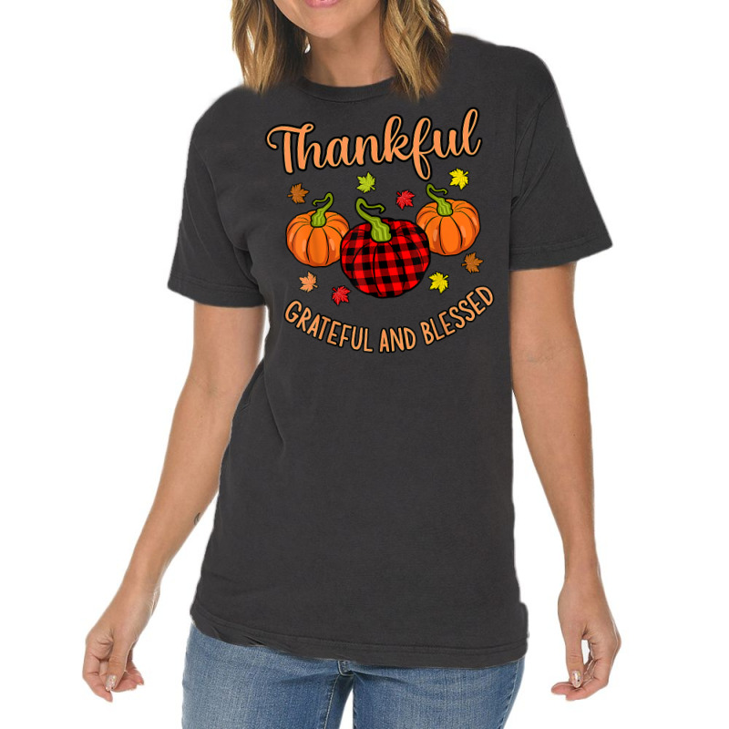 Thankful Grateful Blessed Turkey Thanksgiving Family Graphic Vintage T-shirt | Artistshot