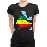 Ethiopia Map. Ethiopian Habesha Flag, Location And Pride T Shirt Ladies Fitted T-shirt | Artistshot