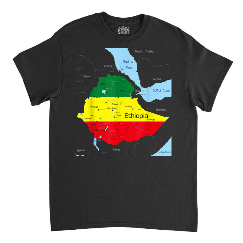 Ethiopia Map. Ethiopian Habesha Flag, Location And Pride T Shirt Classic T-shirt by cm-arts | Artistshot