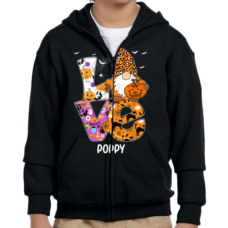 Love Poppy Halloween Gnome Pumpkin Spooky Season Youth Zipper Hoodie by Hulk | Artistshot