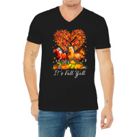 It's Fall Y'all Horse Pumpkin Autumn Thanksgiving Happy Fall V-neck Tee | Artistshot