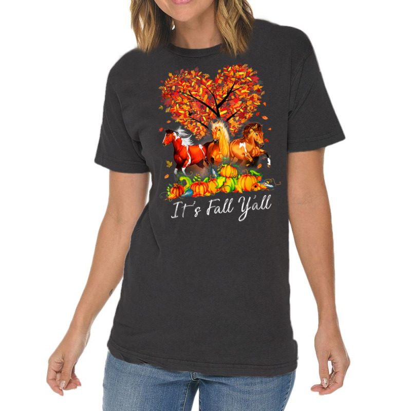 It's Fall Y'all Horse Pumpkin Autumn Thanksgiving Happy Fall Vintage T-shirt | Artistshot