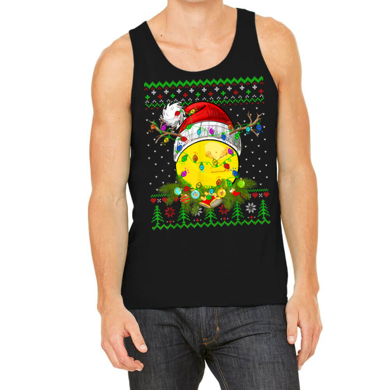 Funny Lacrosse Sport Ugly Christmas Pajama Lights Xmas Tank Top | Artistshot