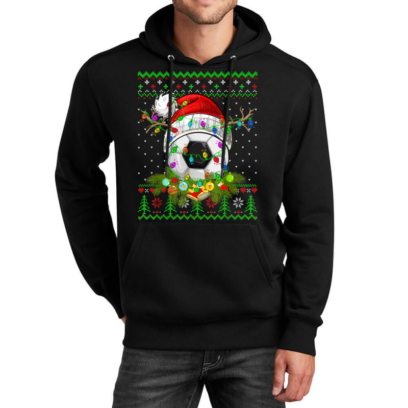 Funny Soccer Sport Ugly Christmas Pajama Lights Xmas Unisex Hoodie | Artistshot