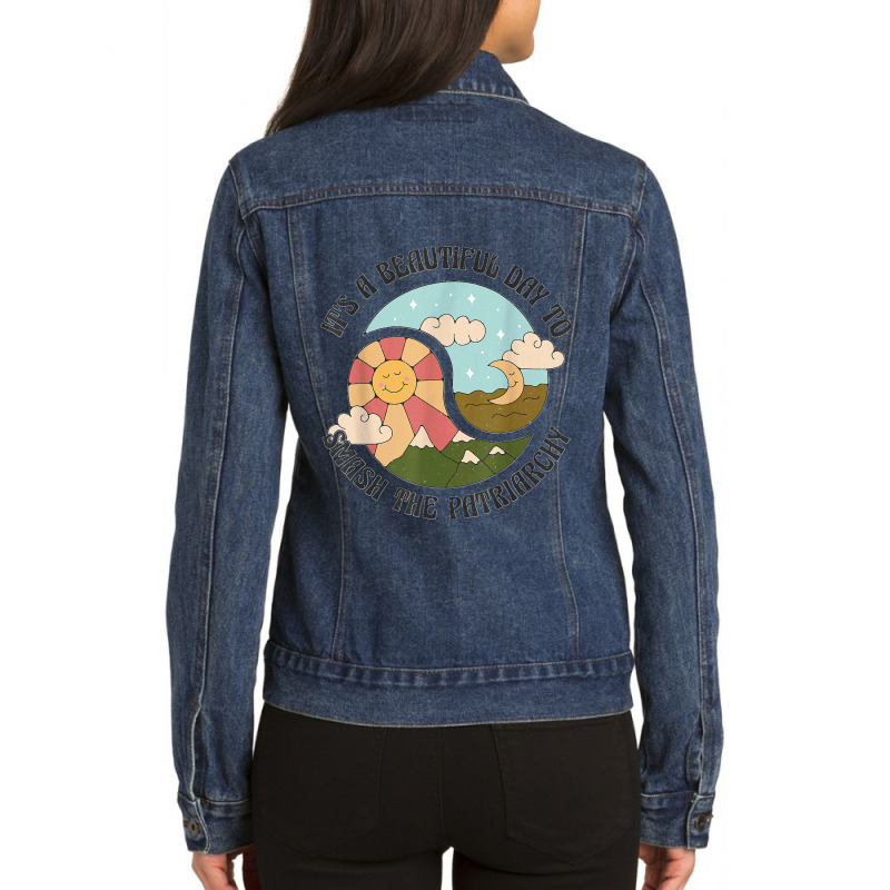 It's A Beautiful Day To Smash The Patriarchy Retro Feminism T Shirt Ladies Denim Jacket by DonaldGutier | Artistshot