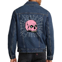 Tis The Season To Be Spooky Pink Skull Halloween Men Denim Jacket | Artistshot