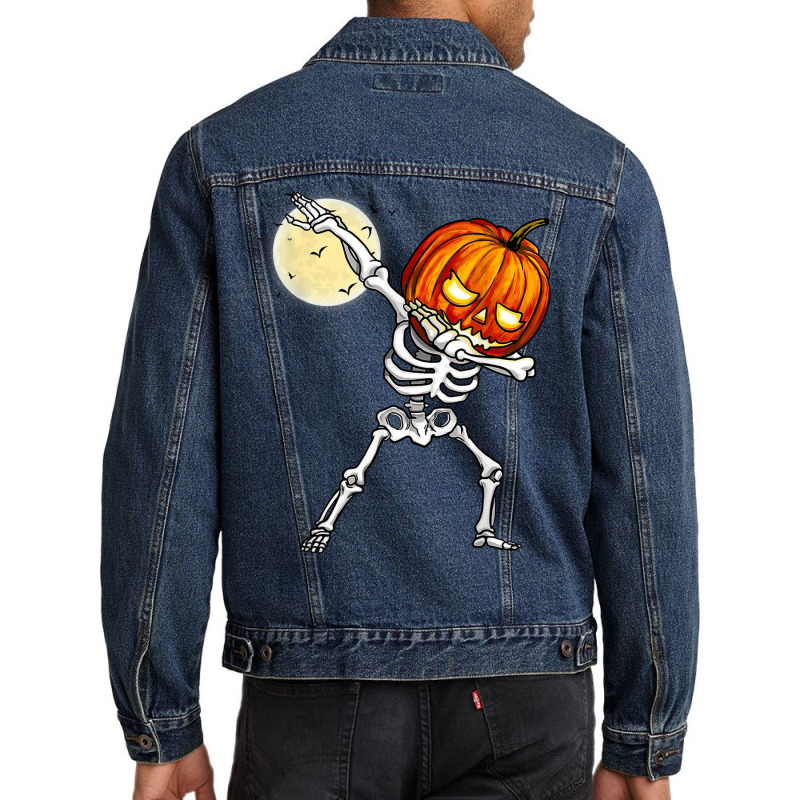 Halloween Boys Dabbing Skeleton Scary Pumpkin This Year Men Denim Jacket | Artistshot