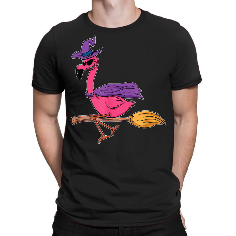 Halloween Flamingo Funny Witch Scary Party Broom T-shirt | Artistshot