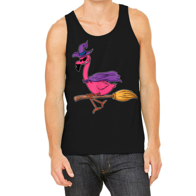 Halloween Flamingo Funny Witch Scary Party Broom Tank Top | Artistshot