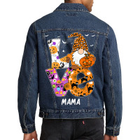 Love Mama Halloween Gnome Pumpkin Spooky Season Men Denim Jacket | Artistshot