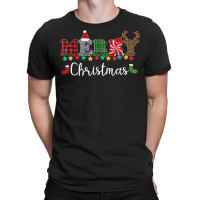 Merry Christmas Leopard Buffalo Red Plaid Kids Men Women T-shirt | Artistshot